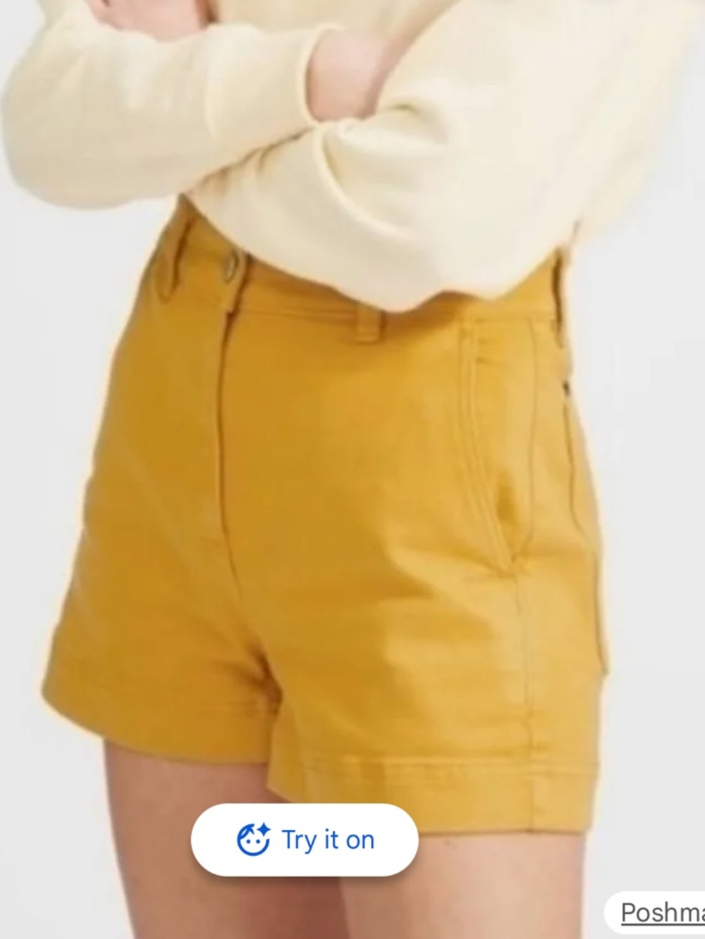 Everlane High Waist Cotton Twill Shorts - Mustard Yellow